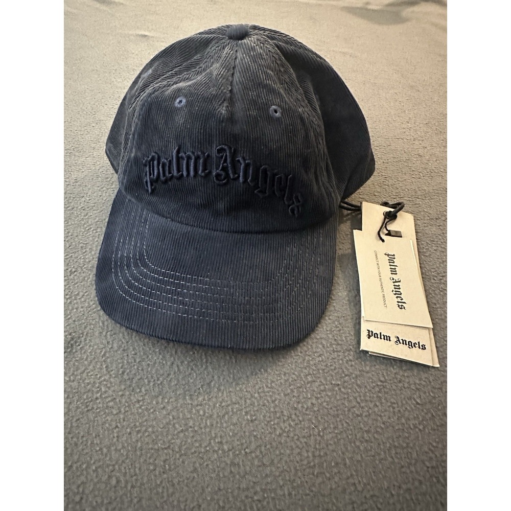 PALM ANGELS Blue Corduroy Classic Logo Cap New With Tags Authentic Unisex